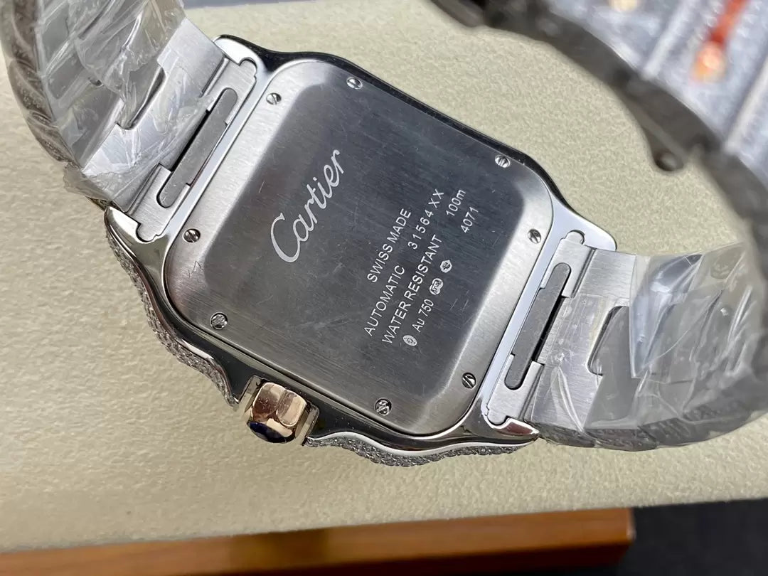 Santos De Cartier Diamond Watches Rosa Oro quadrante 1:1 edizione migliore AMG Fabbrica Swarovski Stone