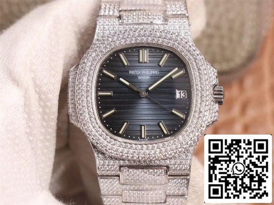 Patek Philippe Nautilus 5719-10G Prata Diamante 1:1 Melhor Edição R8 Fabbrica Gradient Grey Dial Swiss Cal.324 S C