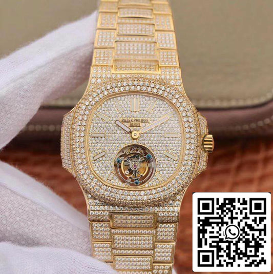 Patek Philippe Nautilus Tourbillon 18K Yellow Gold R8 Fabbrica 1:1 Best Edition Swiss Hand-Winding Tourbillon movimento