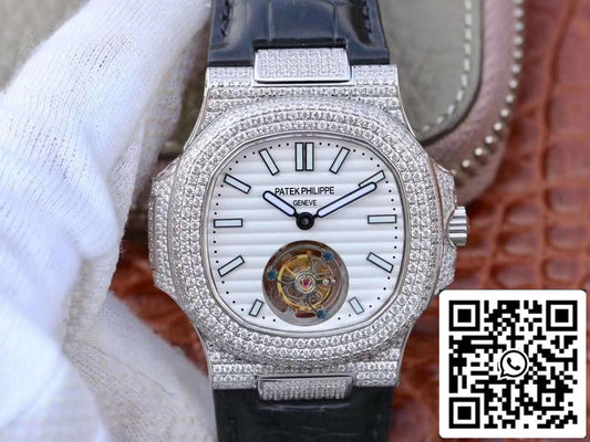 Patek Philippe Nautilus Jumbo 5711 R8 Fabbrica 1:1 Best Edition Swiss Tourbillon White Dial