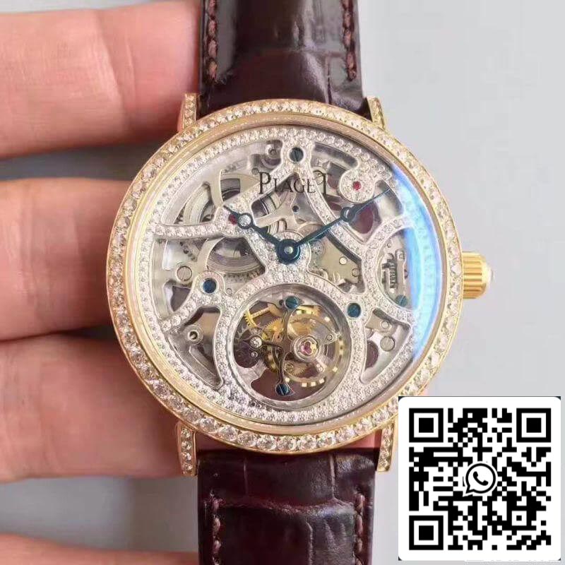 Piaget High-grade Jewelry Mechanical Watches 1:1 Best Edition SWISS Tourbillon Crocodile Leather cinturino