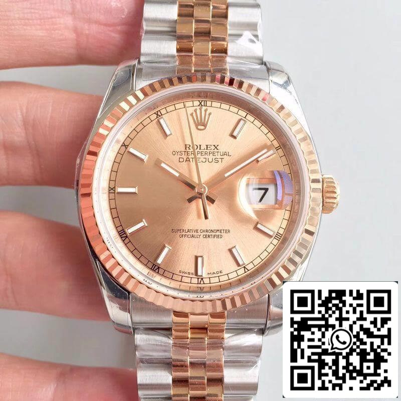 Rolex Datejust 36 mm 116234 AR Fabbrica Relojes mecánicos 1:1 edizione migliore Swiss ETA3135 Rosa Oro quadrante