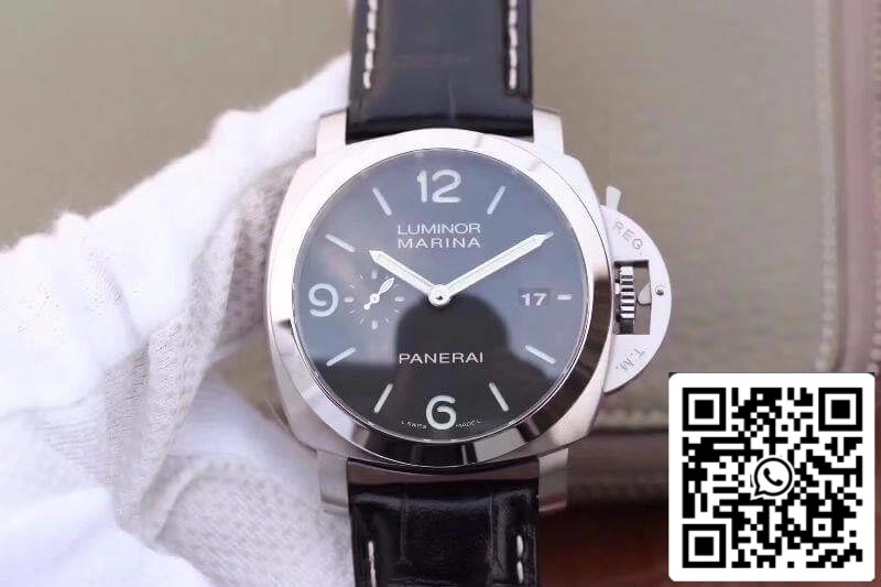 Panerai Luminor Marina 1950 PAM312 VS Fabbrica 1:1 edición migliore Swiss ETA P9000 quadrante nero Nero Pelle cinturino