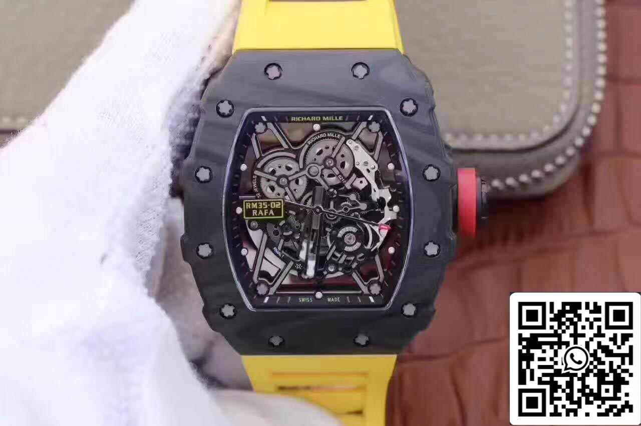 Richard Mille RM35-02 KV Fabbrica 1:1 Best Edition Swiss ETA8215 Yellow Rubber cinturino