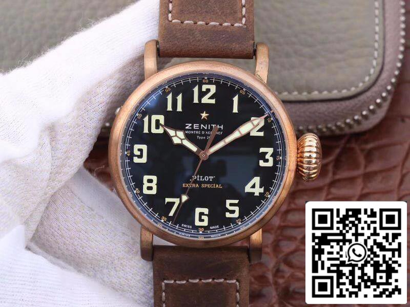 Zenith Pilot Type 20 Extra XF Fabbrica Relojes mecánicos 1:1 Mejor edición Suiza ETA2824-2 Esfera negra