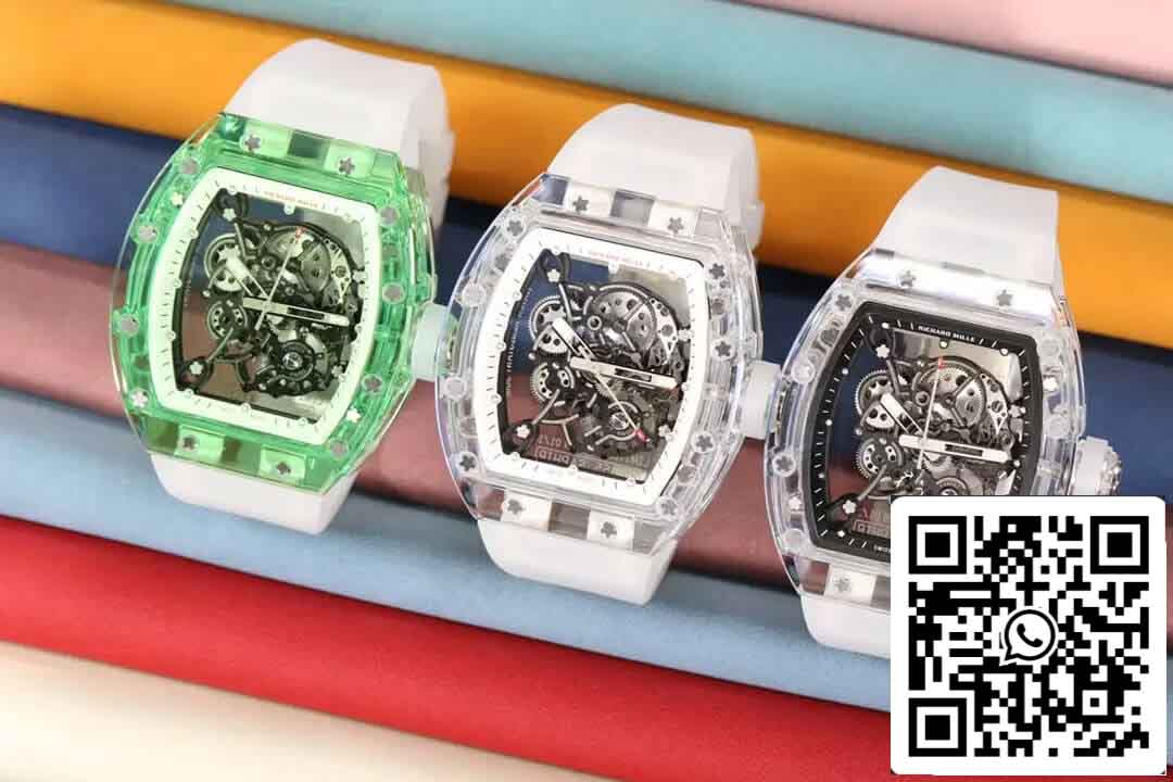 Réplica Richard Mille RM055 Melhor Edição 1:1 RM Fabbrica Mostrador Esqueleto Verde