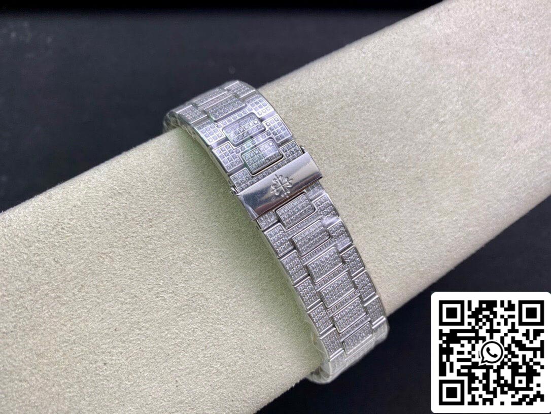 Patek Philippe Nautilus 5719/10G-010 1:1 Melhor Edição PPF Fabbrica V4 Prata Diamante Suíço ETA324