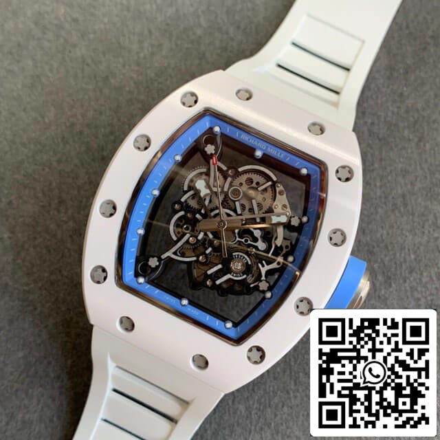 Richard Mille RM055 1:1 Melhor Edição KV Fabbrica V2 Cinturino Branco