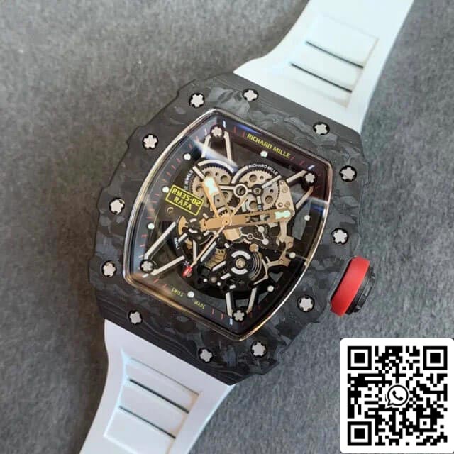 Richard Mille RM35-02 1:1 Best Edition KV Fabbrica V3 Carbon Fiber White cinturino