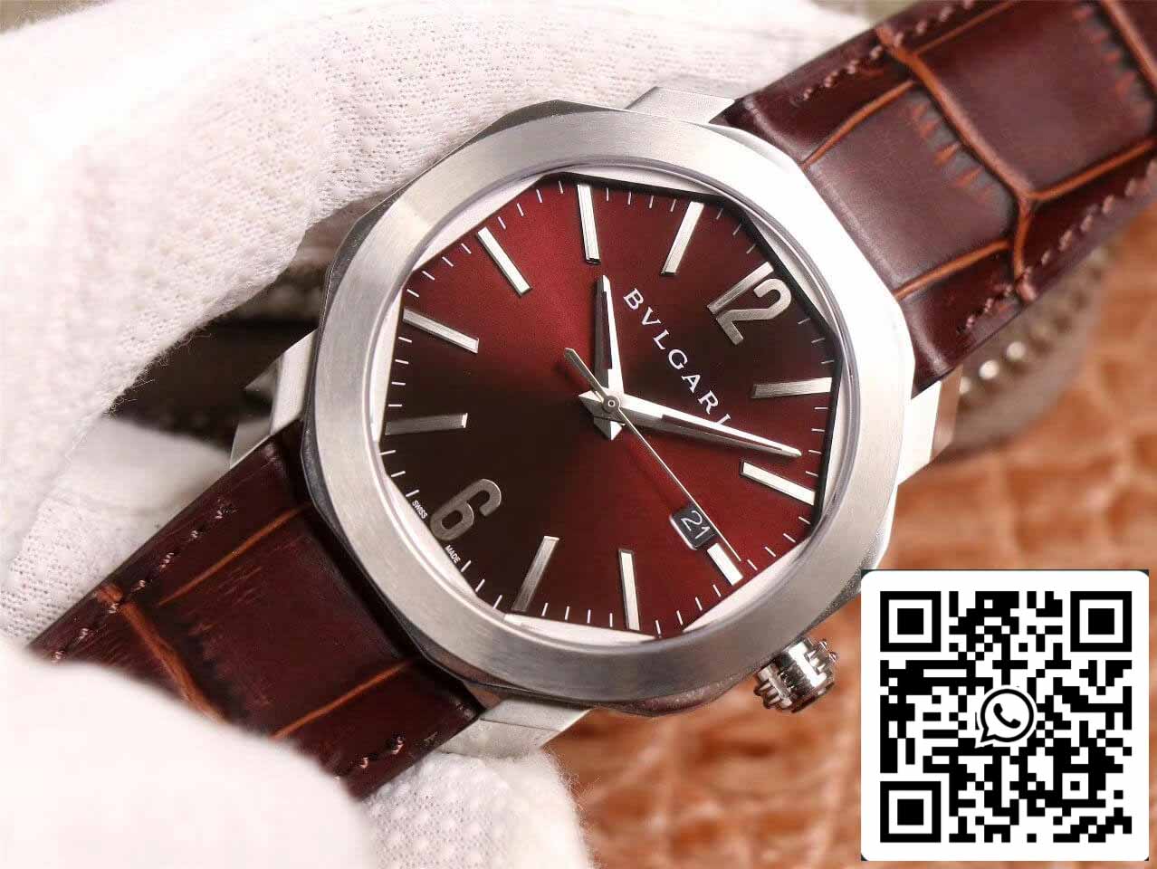 Bvlgari Octo 102705 1:1 edizione migliore BV Fabbrica Cuadrante Marrón Rojizo