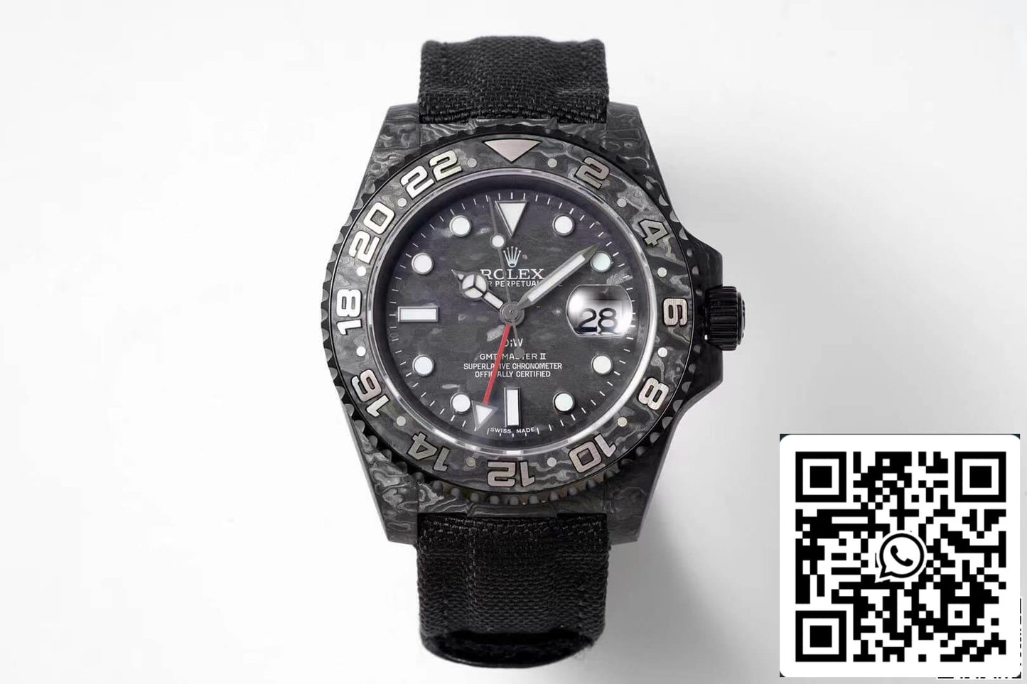 Rolex GMT-MASTER II Diw 1:1 edizione migliore fibra di carbonio Nero Fabric cinturino