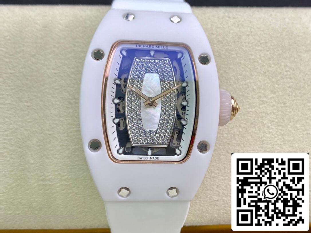 Richard Mille RM 07-01 1:1 Best Edition RM Fabbrica Cerâmica Cinturino Branco