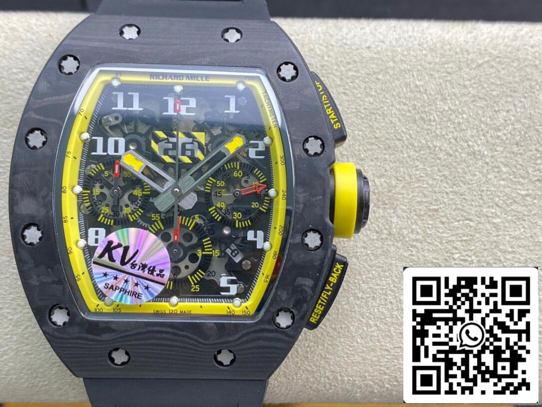 Richard Mille RM-011 1:1 Best Edition KV Fabbrica Yellow cinturino