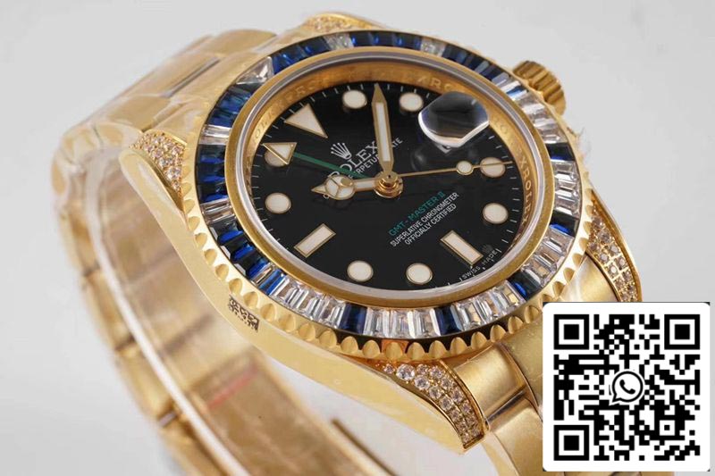 Rolex GMT Master II 116758 SAru 1:1 Best Edition ROF Fabbrica Blue White Diamond Swiss ETA2836