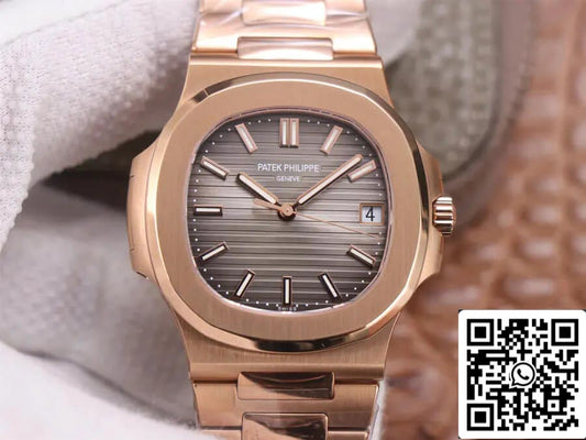 Patek Philippe Nautilus 5711/1R-001 1:1 Melhor Edição PPF Fabbrica V4 Ouro Rosa Mostrador Marrom Suíço ETA324