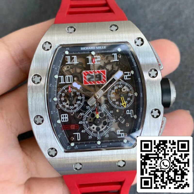Richard Mille RM011 1:1 Best Edition KV Fabbrica Red Rubber cinto