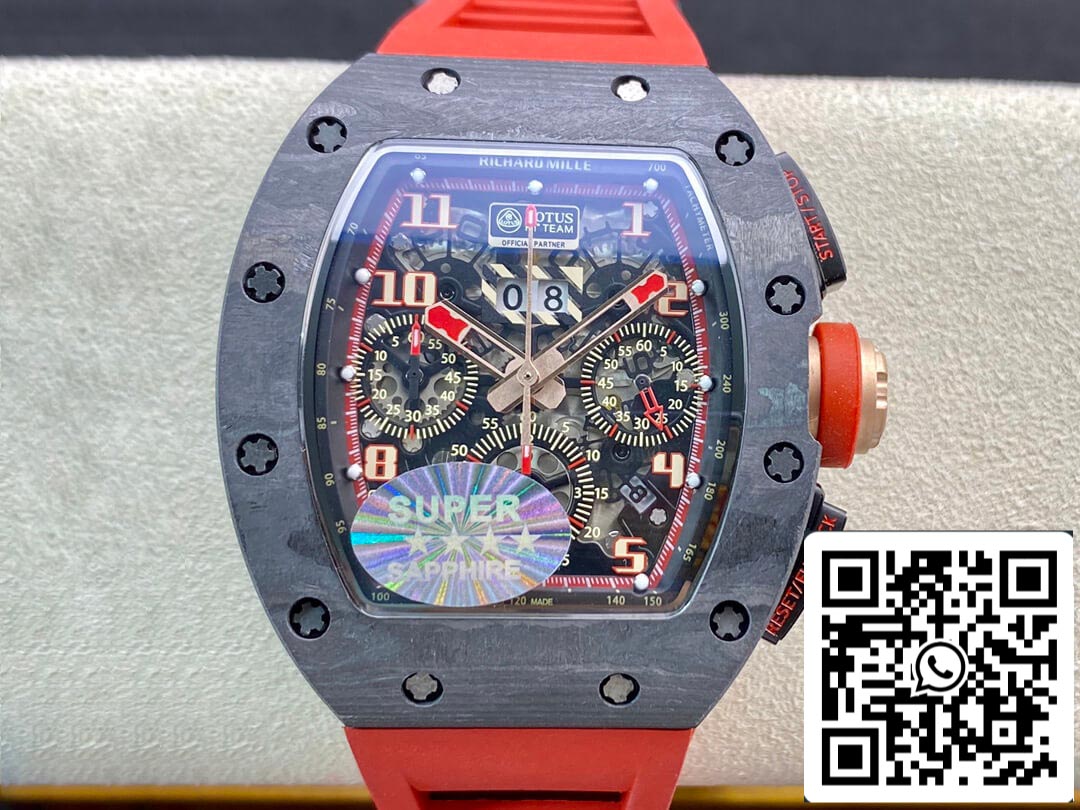 Richard Mille RM011 1:1 Best Edition KV Fabbrica V3 Red Rubber cinto