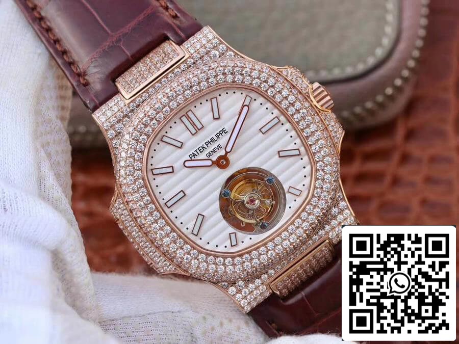 Patek Philippe Nautilus Jumbo 5711 R8 Fabrica 1:1 Melhor Edição Swiss Tourbillon Rose Gold