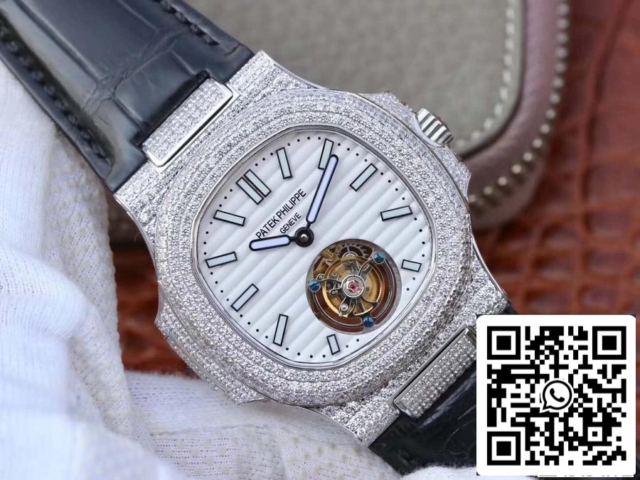 Patek Philippe Nautilus Jumbo 5711 R8 Fabbrica 1:1 Best Edition Swiss Tourbillon White Dial