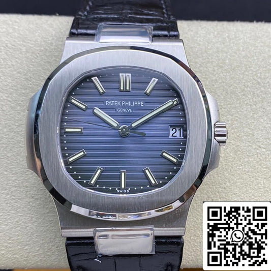 Patek Philippe Nautilus 5711 1:1 edição melhor 3K Fabbrica quadrante azul Couro cinturino