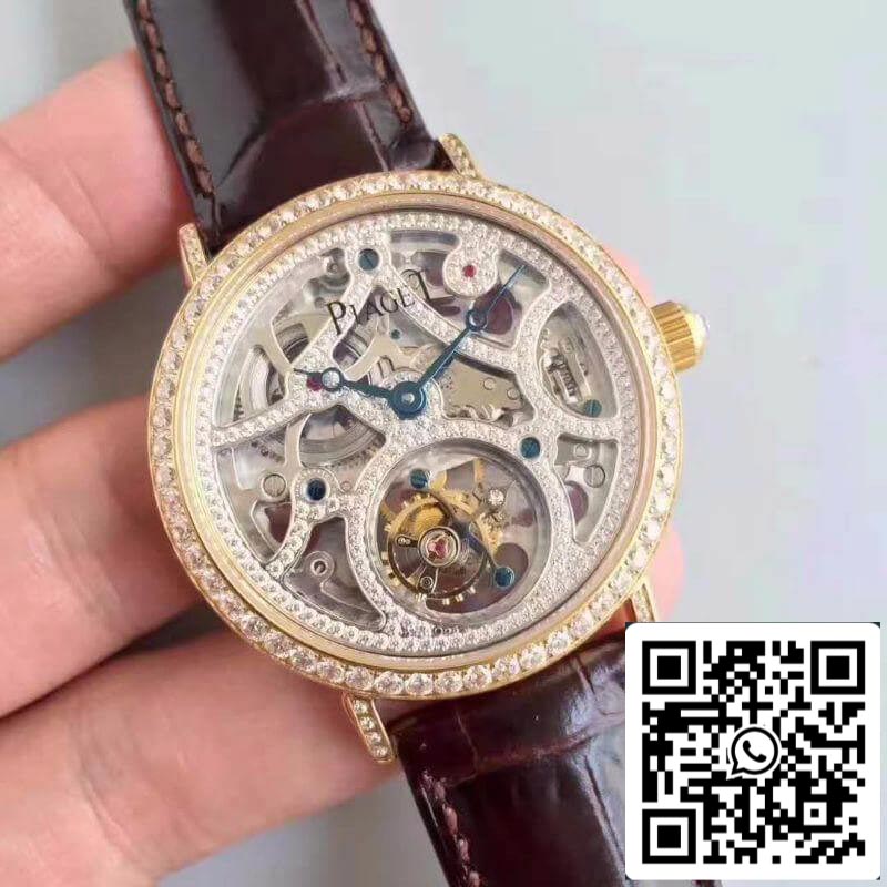 Piaget High-grade Jewelry Mechanical Watches 1:1 Best Edition SWISS Tourbillon Crocodile Leather cinturino