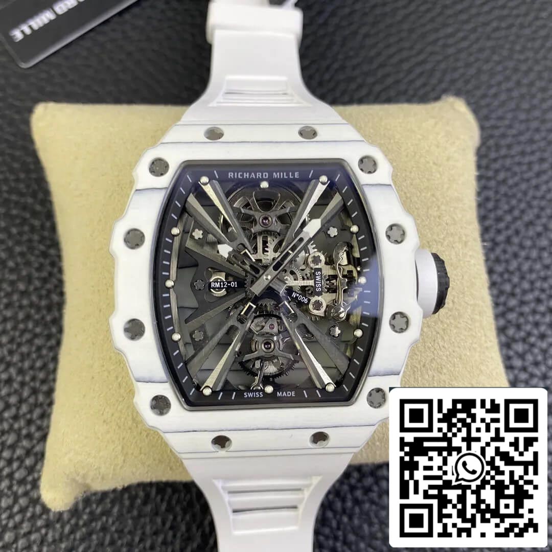 Richard Mille RM12-01 Tourbillon 1:1 Best Edition RM Fabbrica White Rubber cinturino