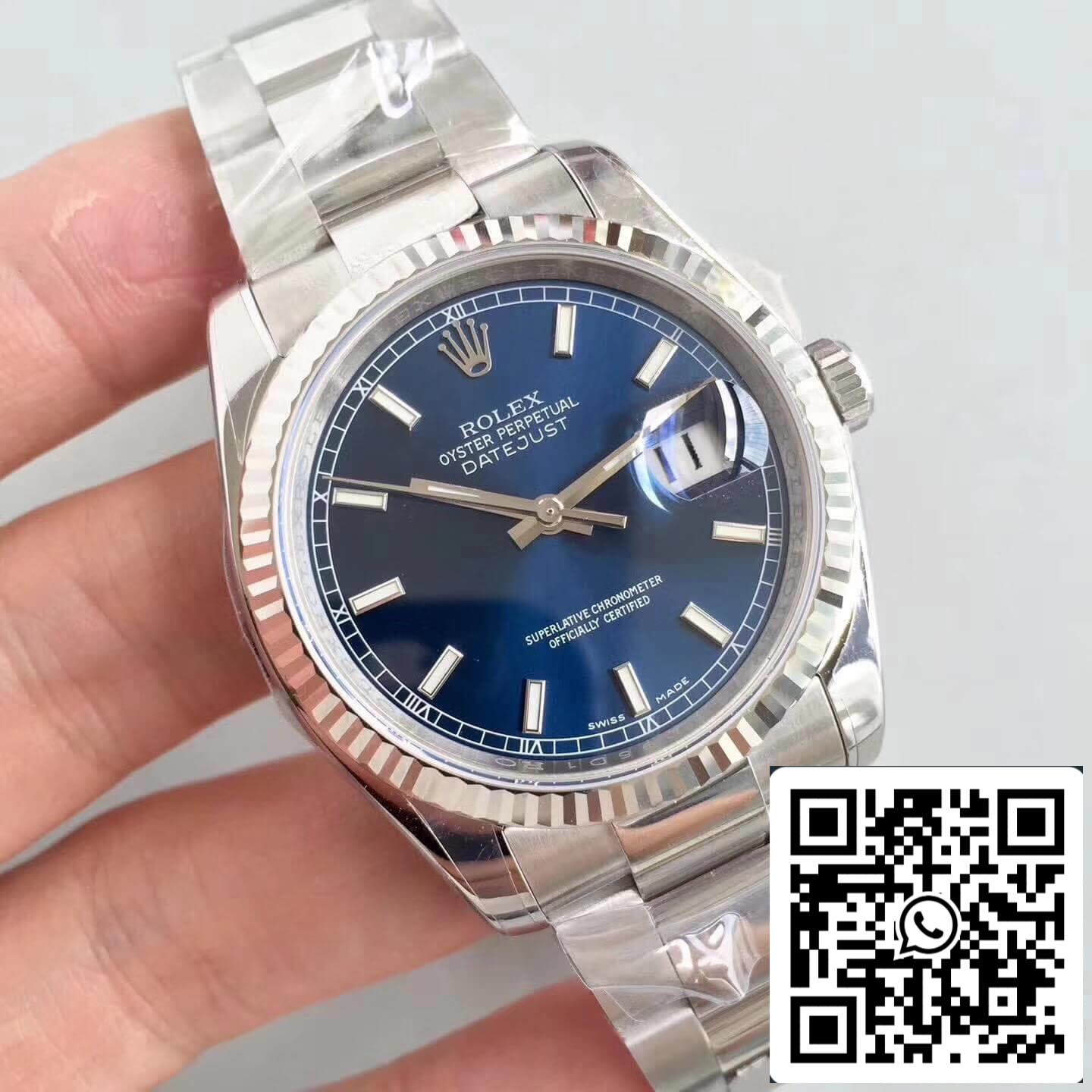 Rolex Datejust 36mm 116234 AR Fabbrica 1:1 edizione migliore Swiss ETA3135 quadrante blu Stick Marker