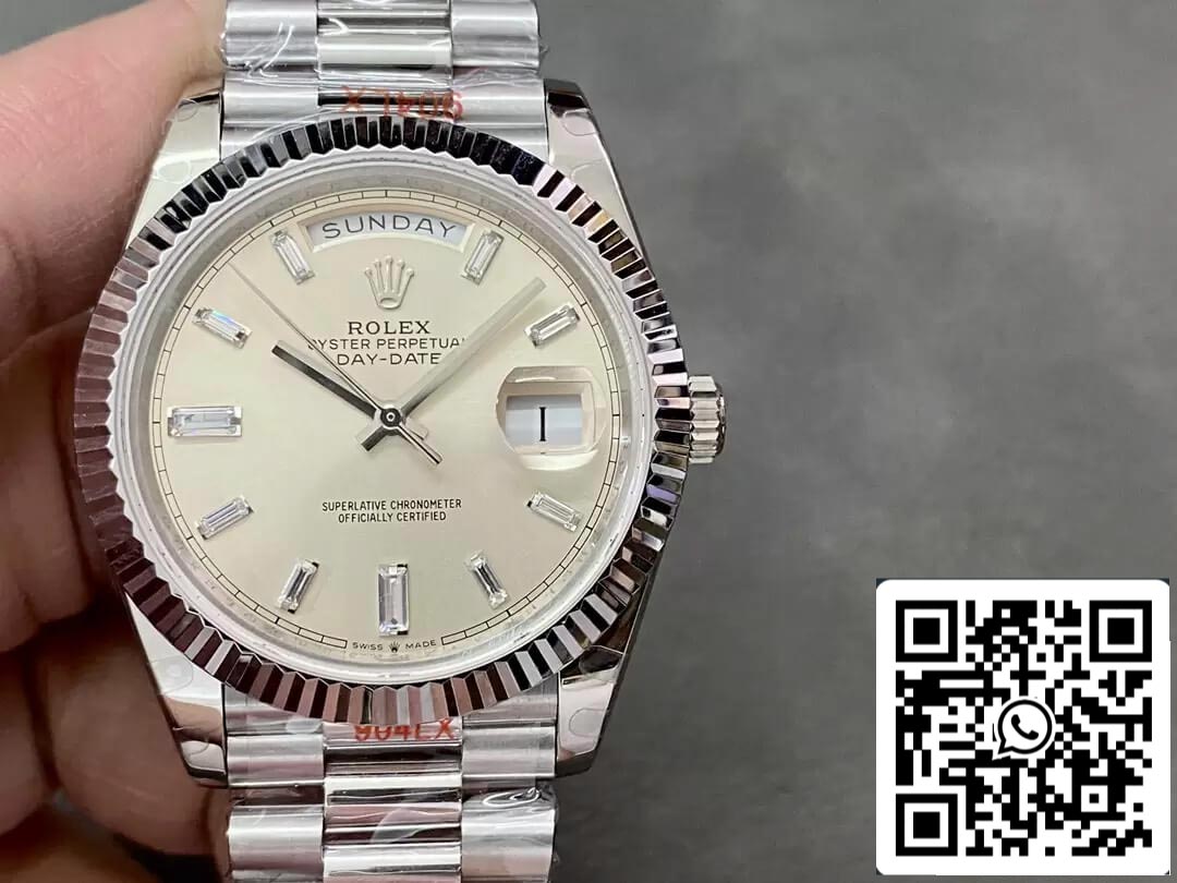 Rolex Day Date M228236-0002 1:1 edição melhor GM Fabbrica quadrante argento V2