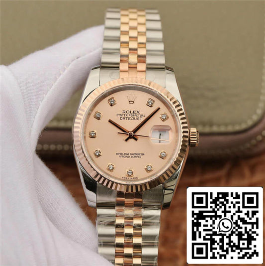 Rolex Datejust 116231 36MM 1:1 edizione migliore GM Fabbrica Diamond-set Rosa cuadrante