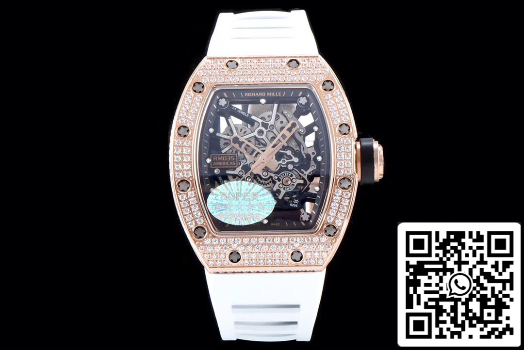 Richard Mille RM035 Americas 1:1 Best Edition KV Fabbrica Rose Gold Diamond Case