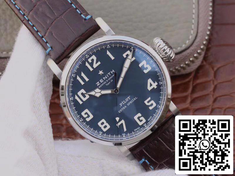 Zenith Pilot Type 20 Extra Special XF Fabbrica 1:1 Best Edition Swiss ETA2824 Esfera y agujas azules superluminosas