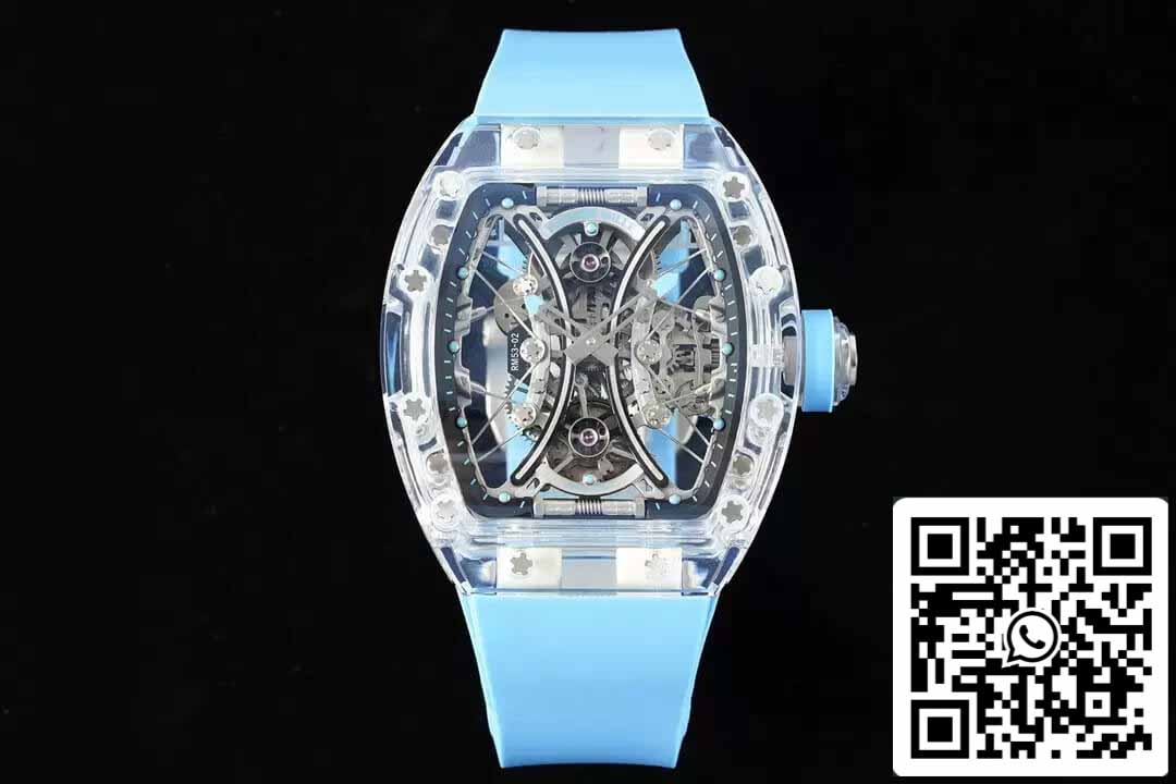 Richard Mille RM053-02 Tourbillon 1:1 Best Edition RM Fabbrica Cinturino de borracha azul