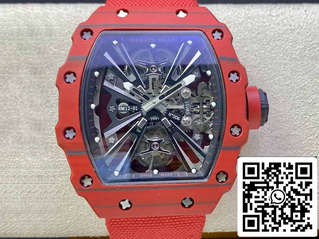 Richard Mille RM12-01 Tourbillon 1:1 Best Edition RM Fabbrica Red Carbon Fiber Case