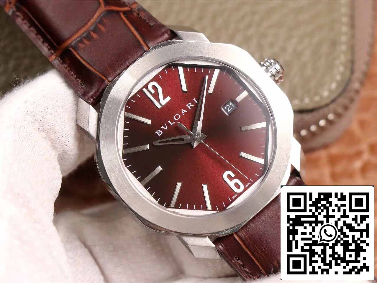 Bvlgari Octo 102705 1:1 edizione migliore BV Fabbrica Cuadrante Marrón Rojizo