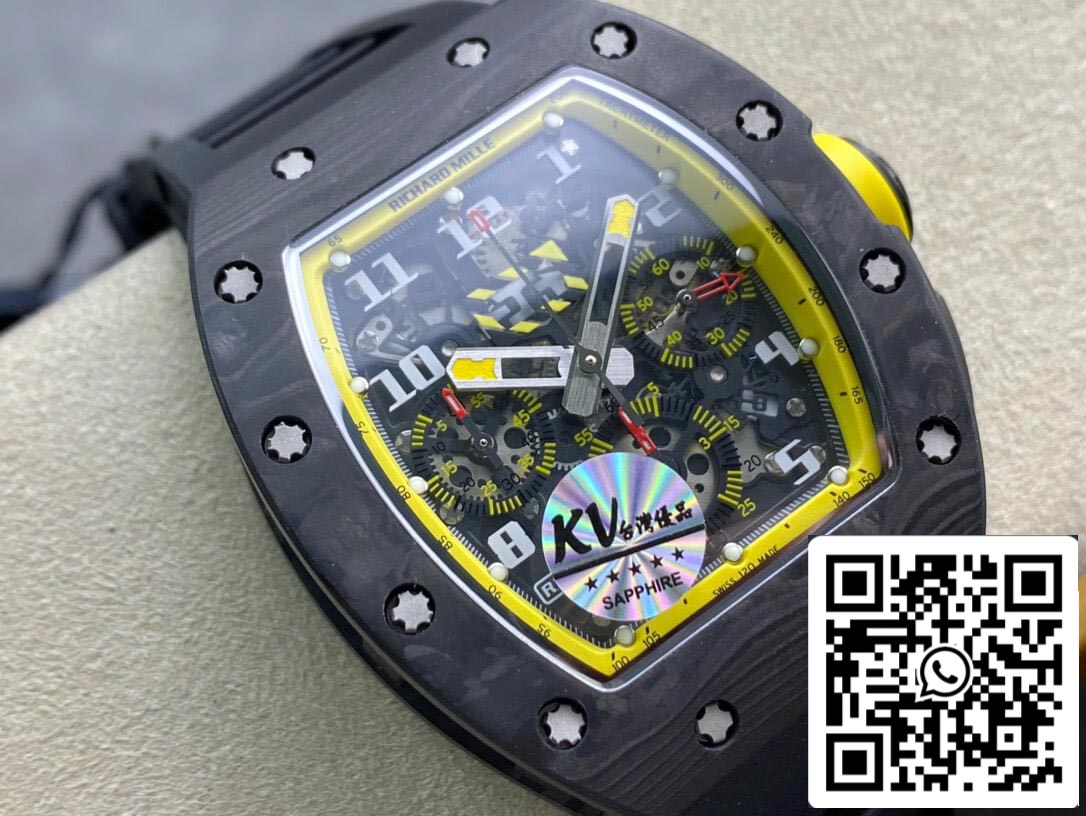 Richard Mille RM-011 1:1 Best Edition KV Fabbrica Yellow cinturino