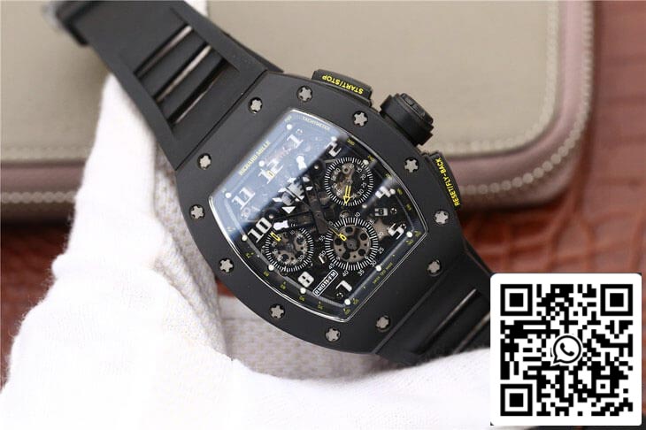 Richard Mille RM-011 1:1 Best Edition KV Fabbrica Black cinturino