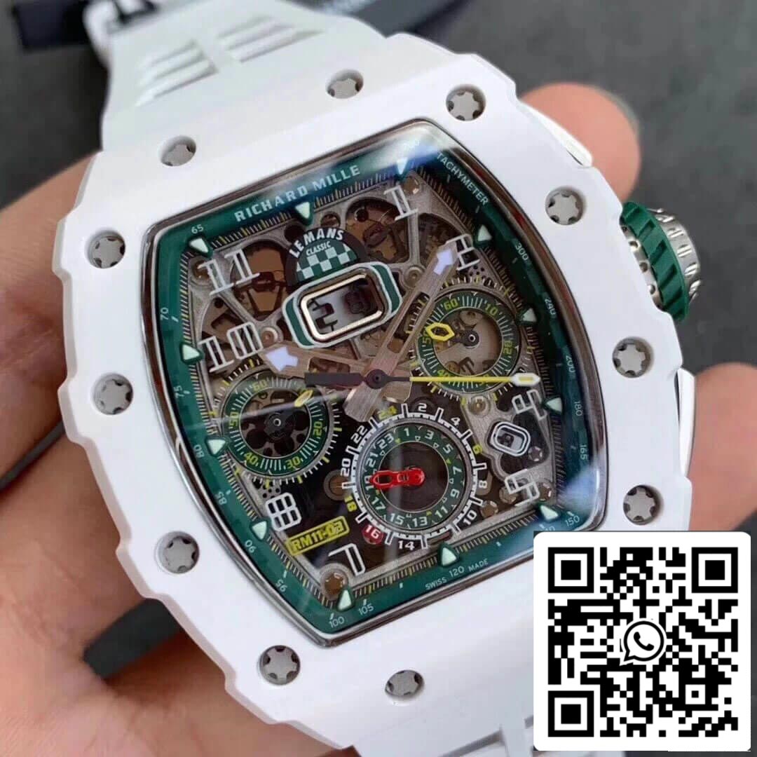 Richard Mille RM011-03 1:1 Best Edition KV Fabbrica White cinturino