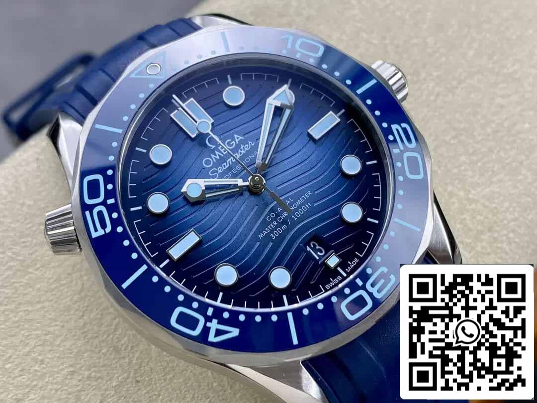 Omega Seamaster Diver 300M 210.32.42.20.03.002 Summer Blu 1:1 edizione migliore VS Fabbrica Gomma cinturino