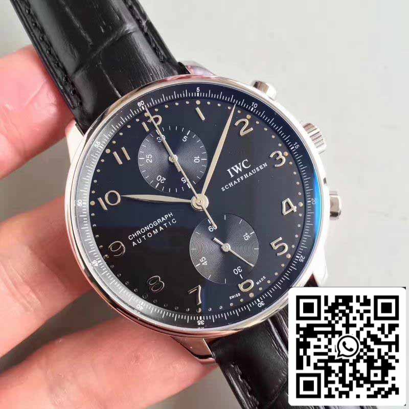 Cronógrafo Português IWC IW371447 ZF Fabbrica 1:1 Best Edition Suíço ETA79350 Mostrador Preto