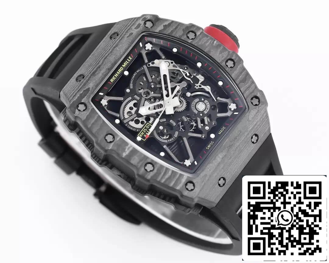 Richard Mille RM35-01 1:1 edizione migliore BBR Fabbrica Nero Gomma cinturino