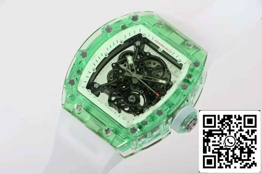 Réplica Richard Mille RM055 Melhor Edição 1:1 RM Fabbrica Mostrador Esqueleto Verde