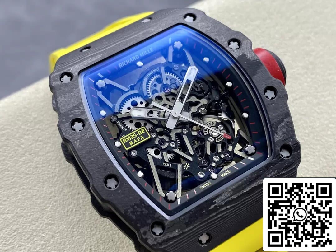 Richard Mille RM35-02 1:1 Best Edition T+ Fabbrica NTPT Carbon Fiber Yellow cinturino