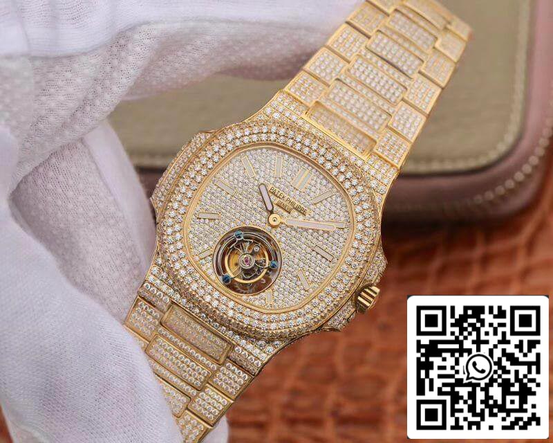 Patek Philippe Nautilus Tourbillon 18K Yellow Gold R8 Fabbrica 1:1 Best Edition Swiss Hand-Winding Tourbillon movimento