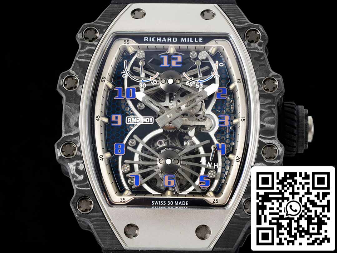 Richard Mille RM21-01 1:1 Best Edition RM Fabbrica Tourbillon Skeleton Dial Black cinturino
