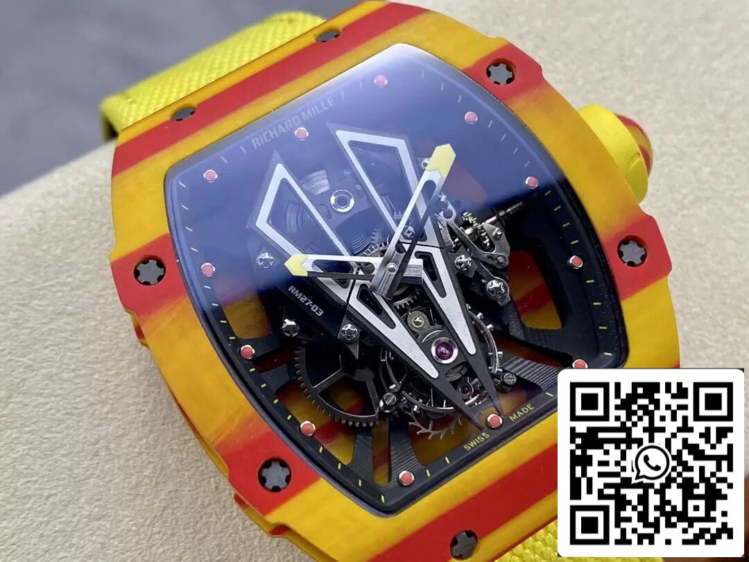 Richard Mille RM27-03 Tourbillon 1:1 edizione migliore BBR Fabbrica Yellow cinturino