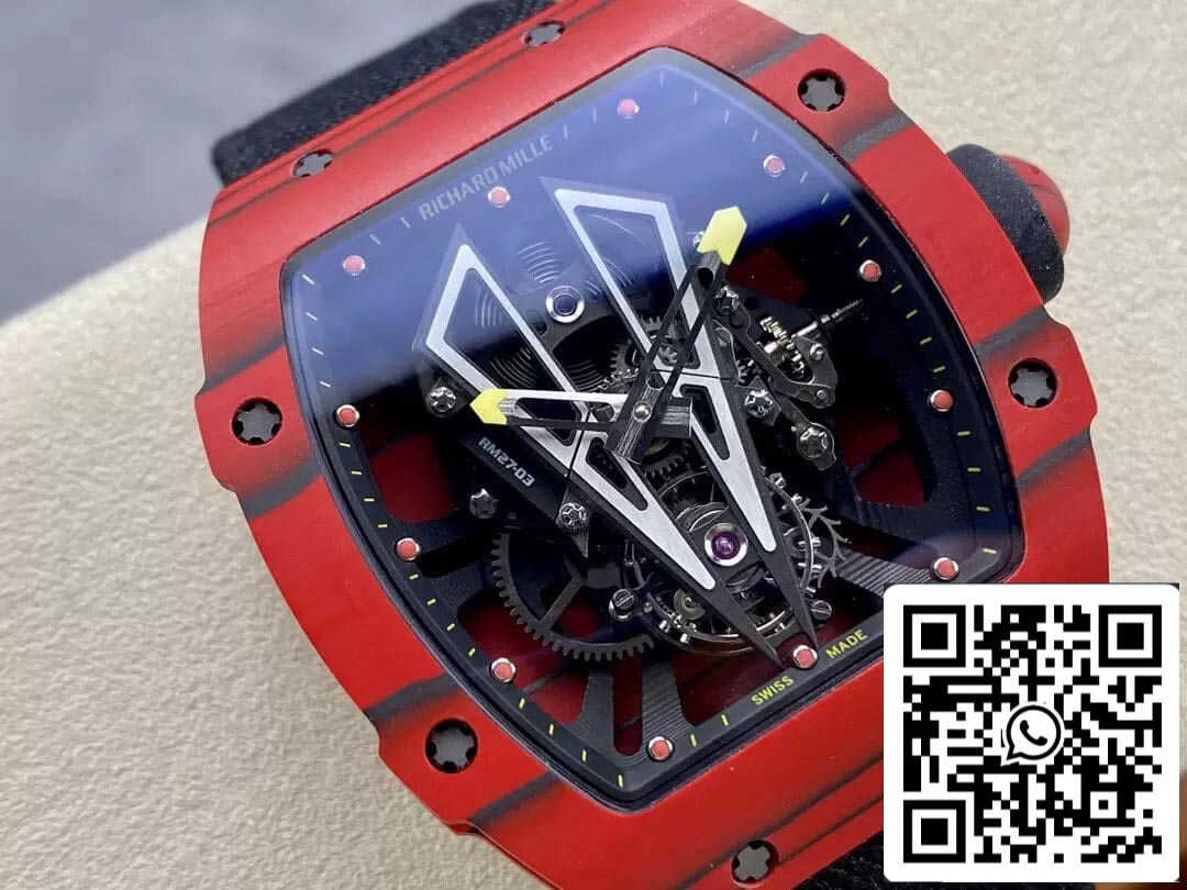 Richard Mille RM27-03 Tourbillon 1:1 edição melhor BBR Fabbrica Red fibra de carbono Cassa