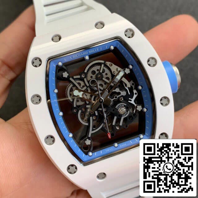 Richard Mille RM055 1:1 Melhor Edição KV Fabbrica V2 Cinturino Branco