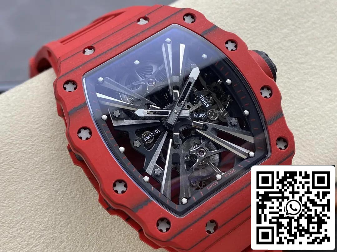 Richard Mille RM12-01 Tourbillon 1:1 Best Edition RM Fabbrica Red Rubber cinturino