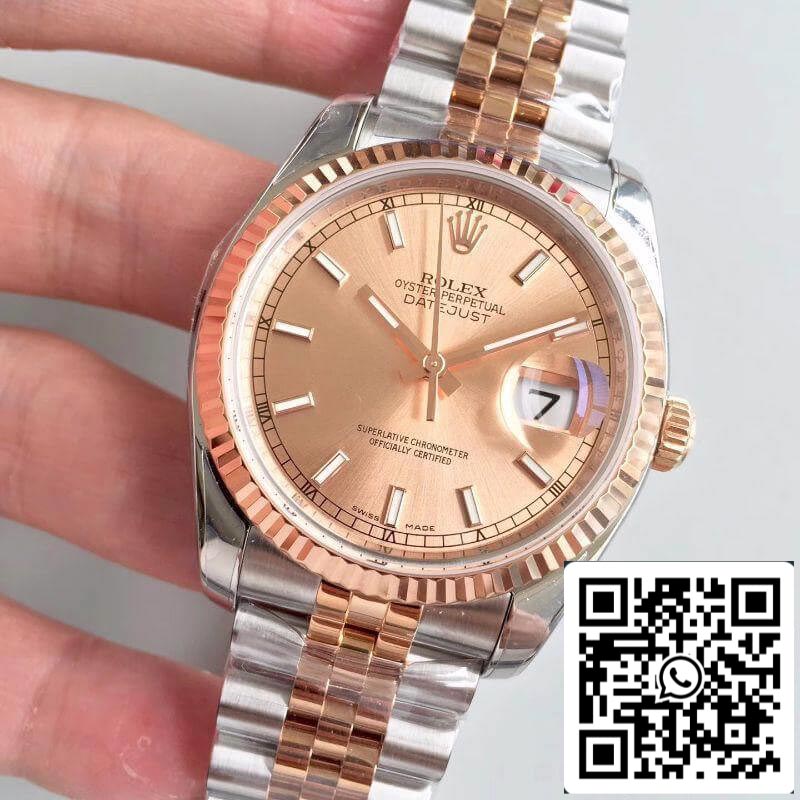 Rolex Datejust 36 mm 116234 AR Fabbrica Relojes mecánicos 1:1 edizione migliore Swiss ETA3135 Rosa Oro quadrante
