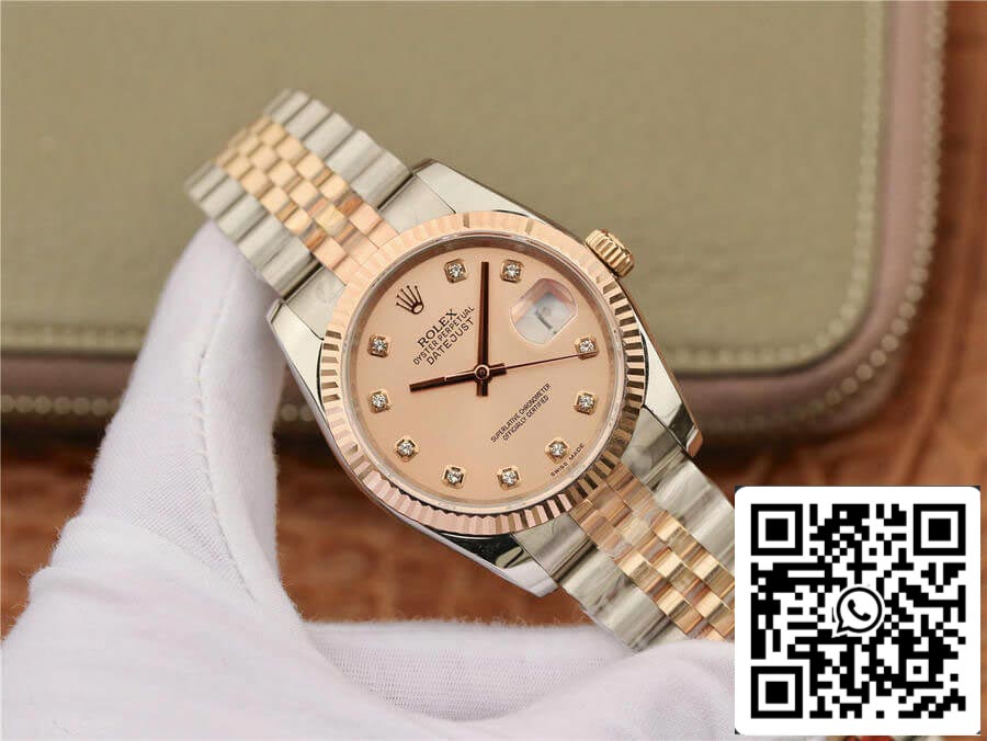 Rolex Datejust 116231 36MM 1:1 edizione migliore GM Fabbrica Diamond-set Rosa cuadrante